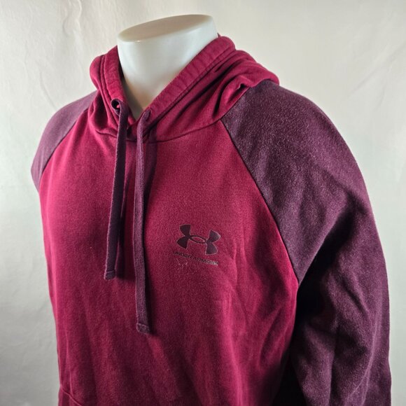 Under Armour Sweatshirt Mens XL Red Pullover Hoodie Loose Fit Fleece Athleisure - Picture 5 of 9